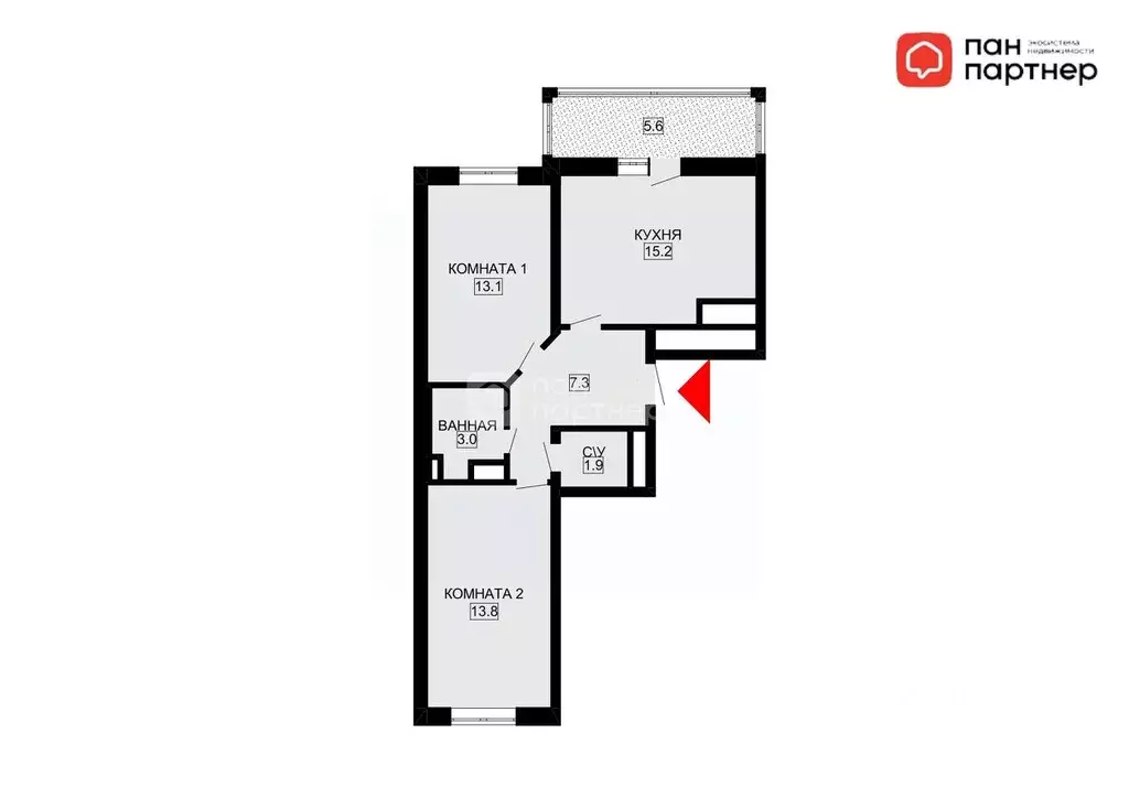2-к кв. Санкт-Петербург Новолитовская ул., 12 (54.3 м) - Фото 2