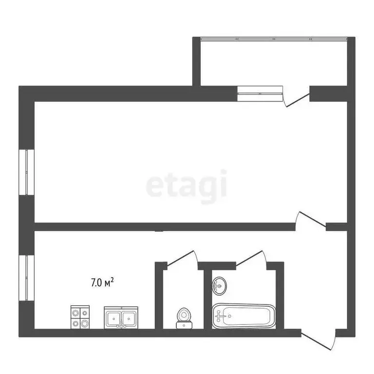 1-комнатная квартира: Томск, улица Гоголя, 29А (30 м) - Фото 1