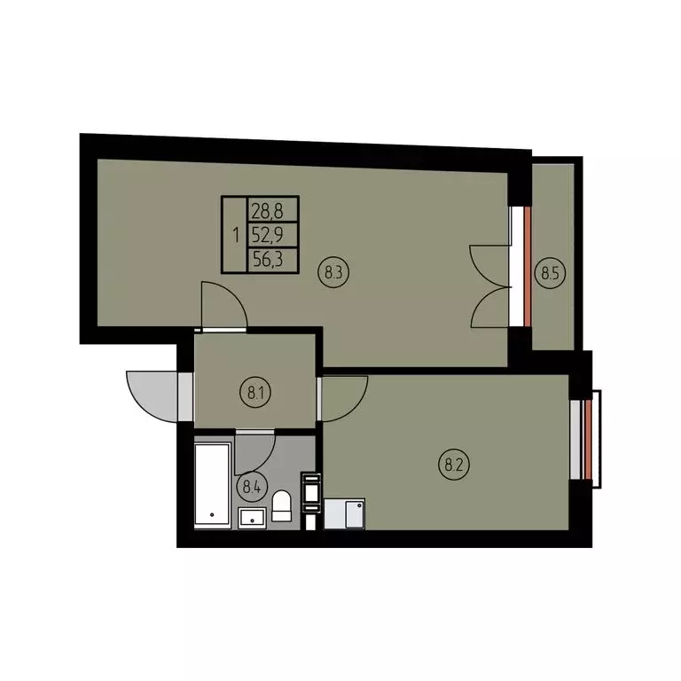 1-комнатная квартира: Лесное, КА Отрада Resort (56.2 м) - Фото 1