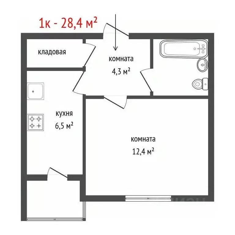1-к кв. Свердловская область, Екатеринбург Вторчермет жилрайон, пер. ... - Фото 2