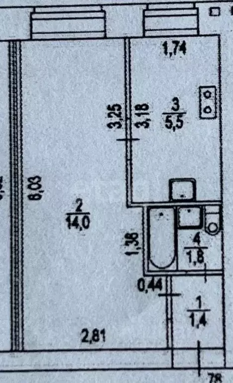 1-к кв. Удмуртия, с. Завьялово ул. Нефтяников, 5 (22.7 м) - Фото 2