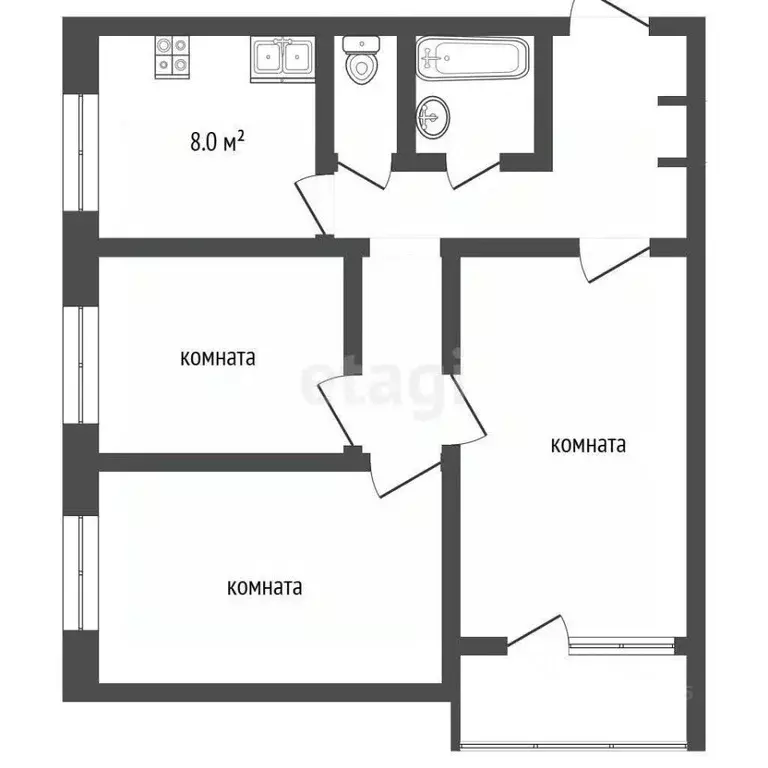 3-к кв. Москва Илимская ул., 8/2 (71.0 м) - Фото 1