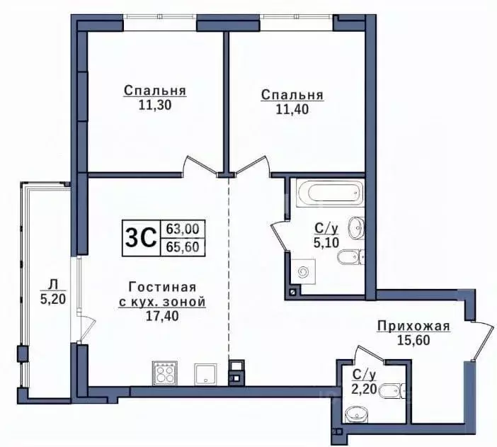 3-к кв. Новосибирская область, Новосибирск ул. Дмитрия Донского, 25/1 ... - Фото 1
