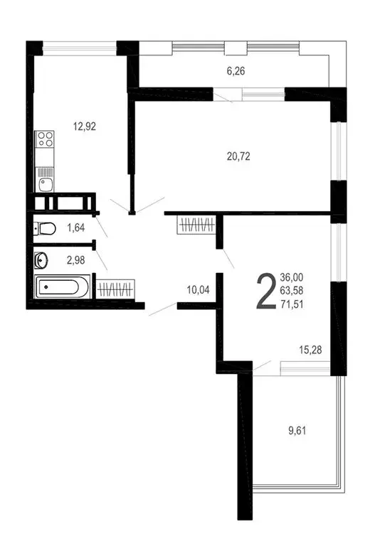 2-комнатная квартира: Воронеж, улица Лётчика Демьянова, 1 (71.51 м) - Фото 1