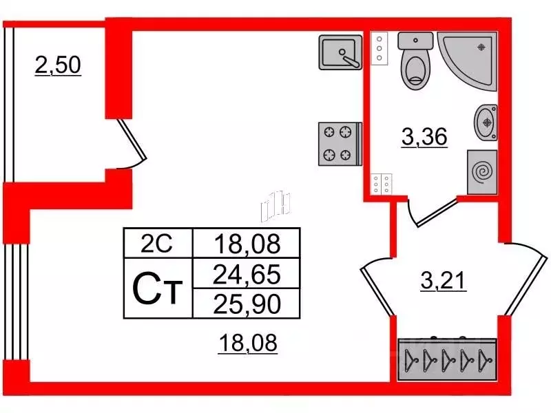 Студия Санкт-Петербург Пулковское ш., 99к4 (25.9 м) - Фото 0