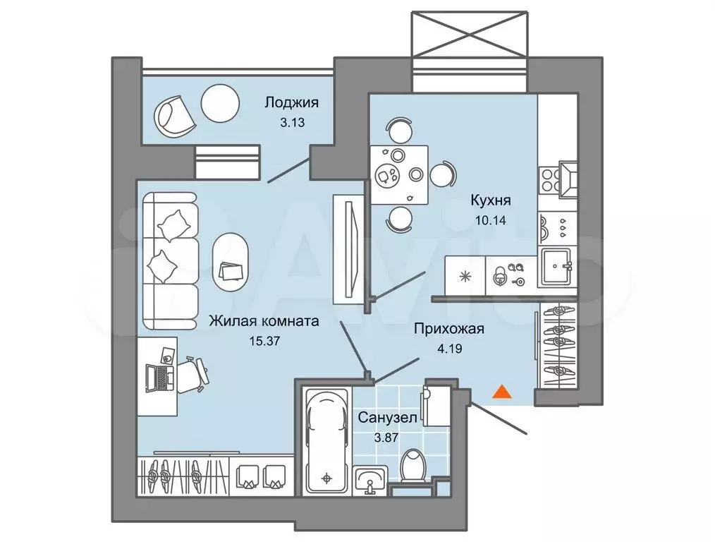 1-к. квартира, 35 м, 2/5 эт. - Фото 0