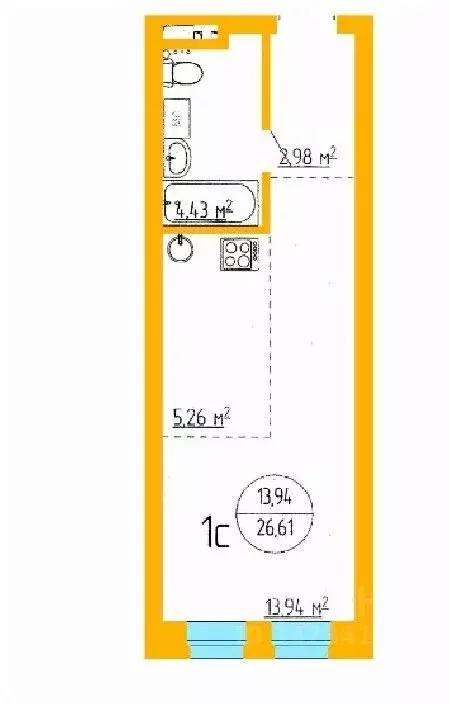 1-к кв. Башкортостан, Уфа ул. Аксакова, 79 (26.66 м) - Фото 1