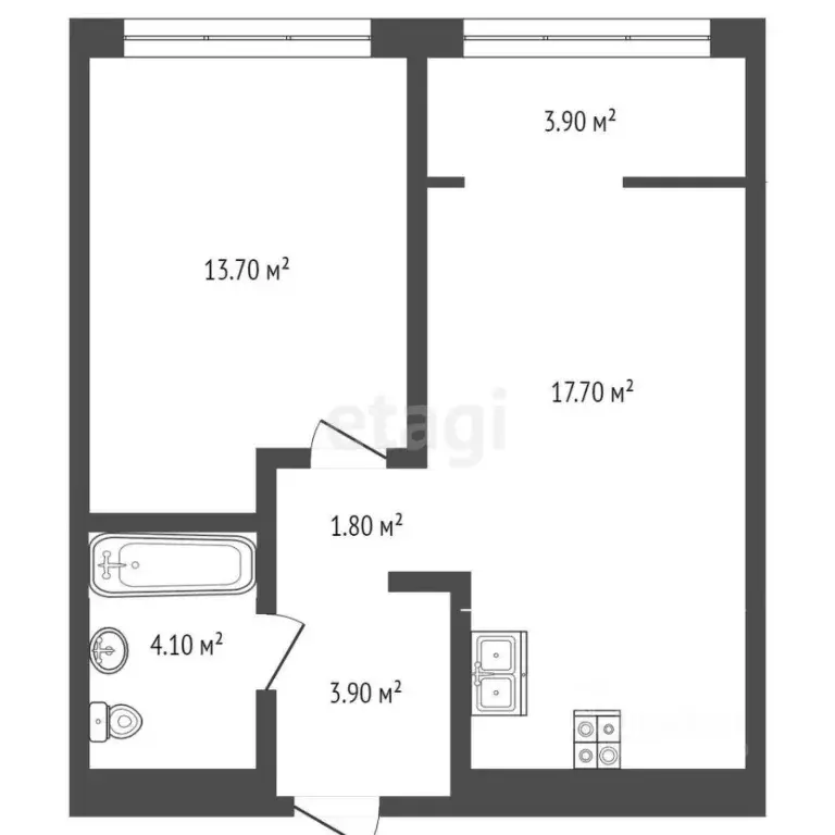 1-к кв. Тюменская область, Тюмень Профсоюзная ул., 6к1 (42.0 м) - Фото 1