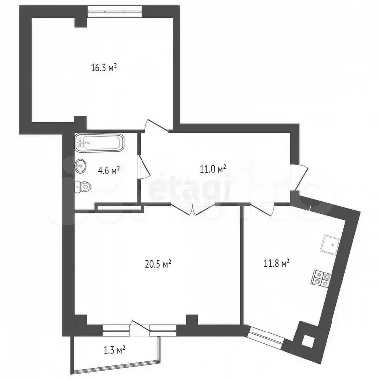 2-к. квартира, 64,2 м, 8/9 эт. - Фото 1