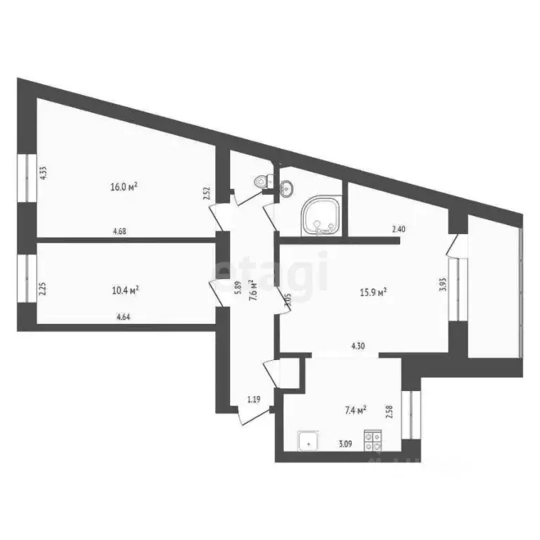 2-к кв. ханты-мансийский ао, сургут просп. ленина, 38 (61.5 м) - Фото 1