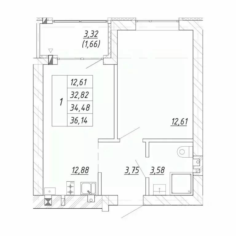 1-к кв. Калининградская область, Зеленоградск  (36.14 м) - Фото 1