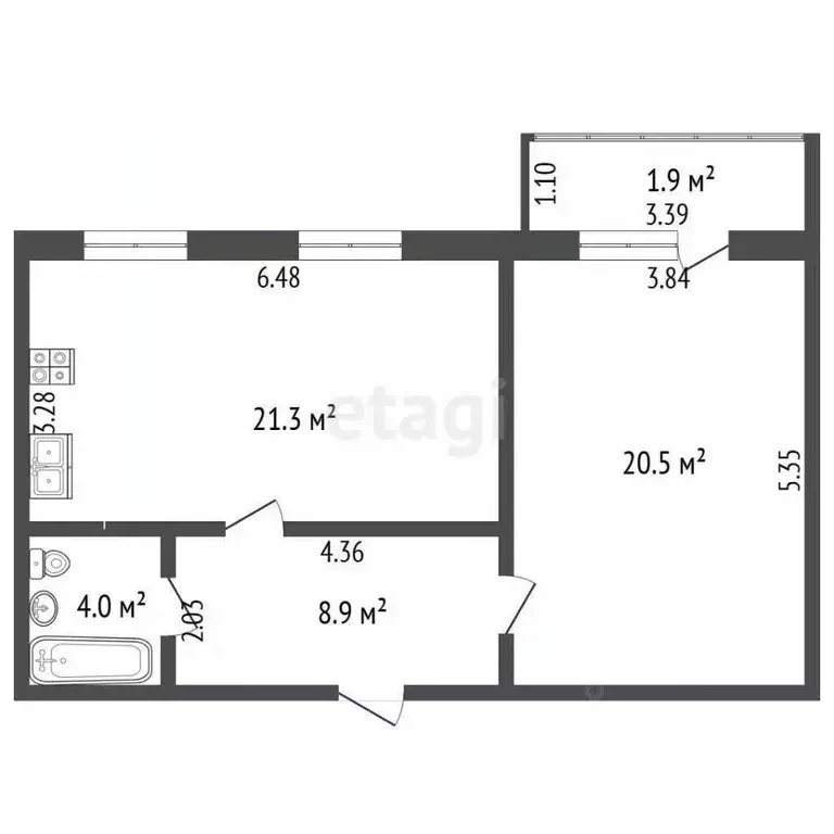 2-к кв. Вологодская область, Череповец ул. Раахе, 66 (54.7 м) - Фото 2