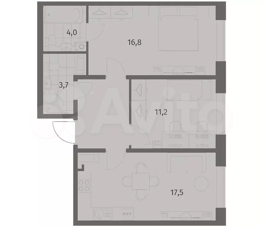 2-к. квартира, 60 м, 7/8 эт. - Фото 1