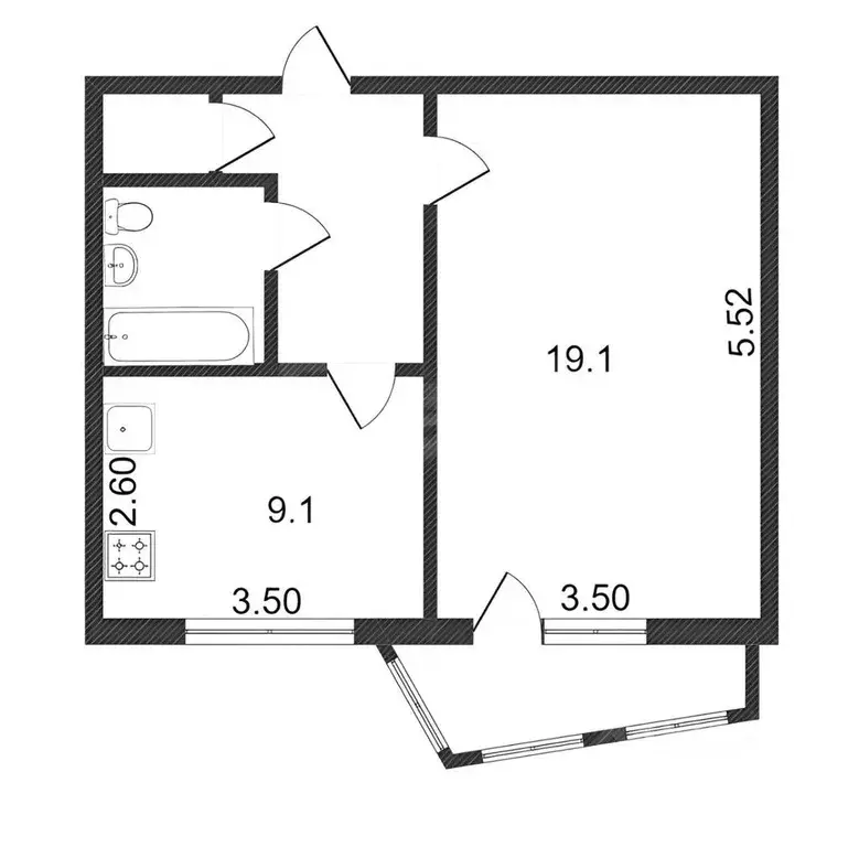 1-к кв. Новосибирская область, Новосибирск ул. Фадеева, 22 (41.0 м) - Фото 1