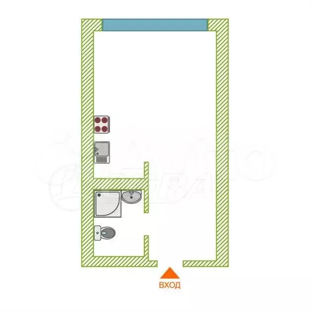 Квартира-студия, 27,4 м, 2/10 эт. - Фото 0