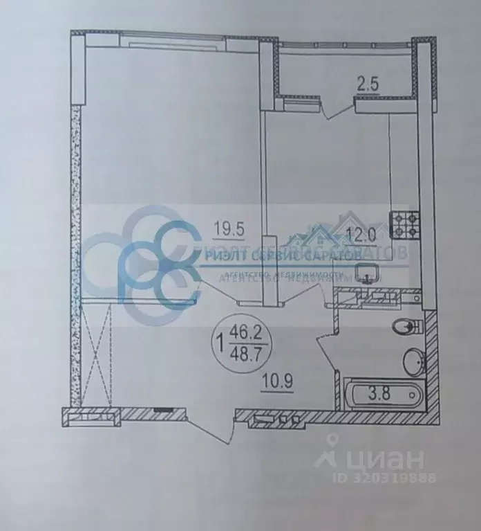 1-к кв. Саратовская область, Энгельс ул. Маяковского, 47А (48.7 м) - Фото 1