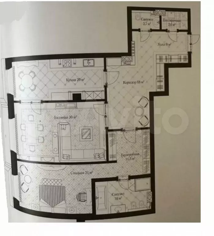 2-к. квартира, 124 м, 6/9 эт. - Фото 0