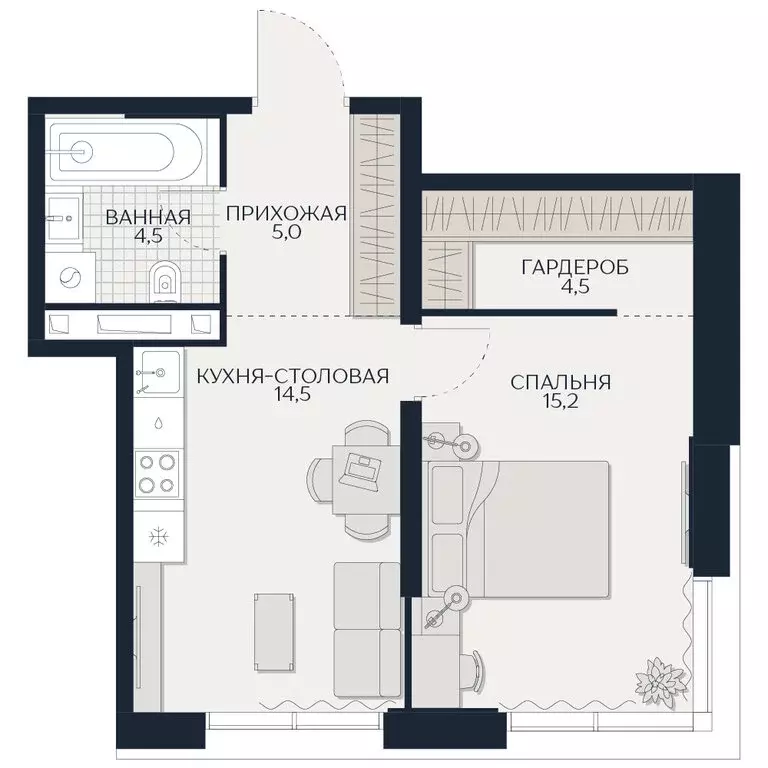 1-комнатная квартира: Москва, Гродненская улица, 18 (43.7 м) - Фото 0