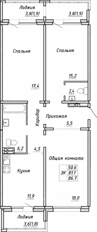 3-к кв. Новосибирская область, Новосибирск ул. Связистов, 13/1 (86.7 ... - Фото 0