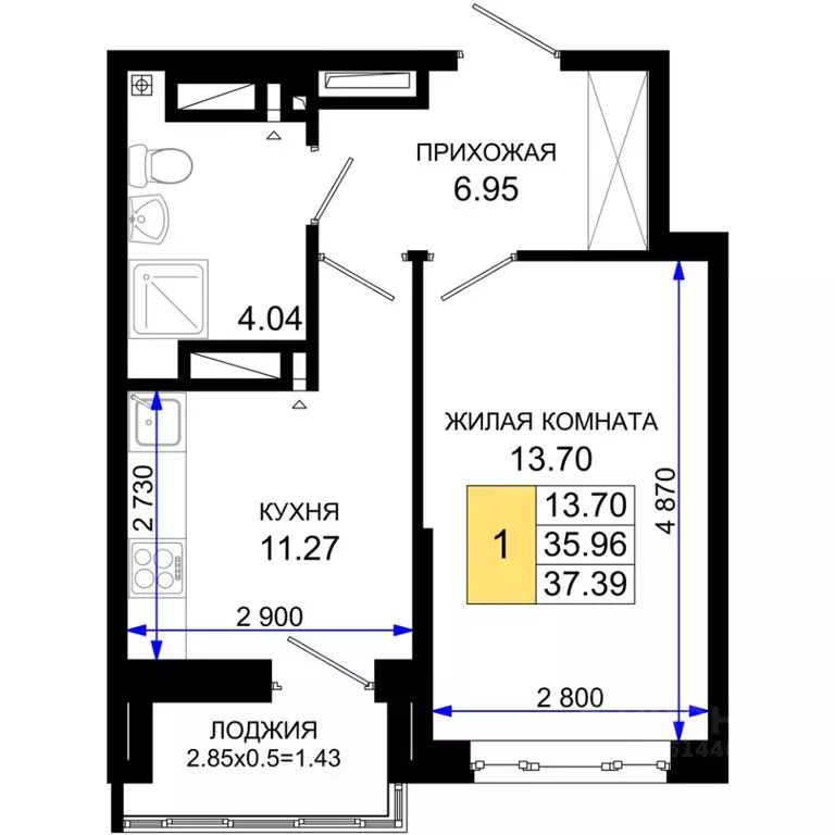1-к кв. Ростовская область, Ростов-на-Дону Элеваторный пер., 6/2А ... - Фото 0