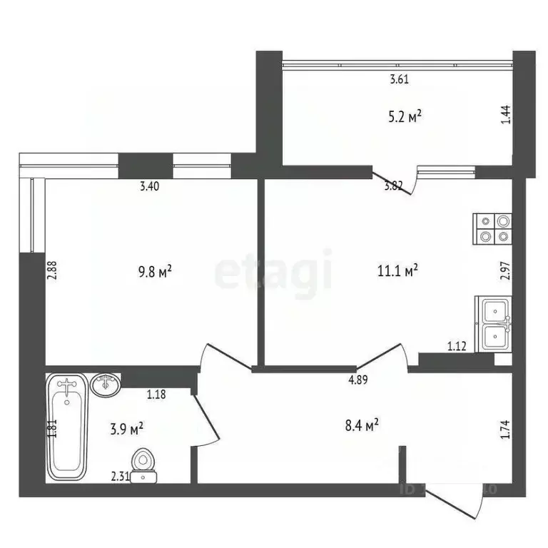 1-к кв. Тюменская область, Тюменский муниципальный округ, д. Патрушева ... - Фото 2