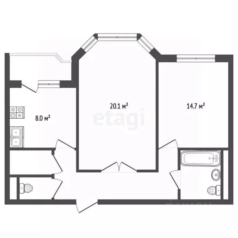 2-к кв. Московская область, Одинцово ул. Чистяковой, 80 (55.6 м) - Фото 2