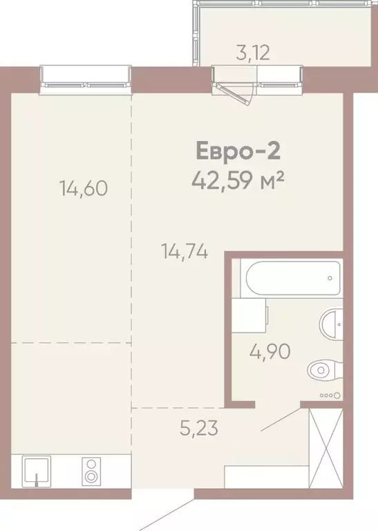 1-к кв. Иркутская область, Иркутск Советская ул., 109/3 (42.59 м) - Фото 0