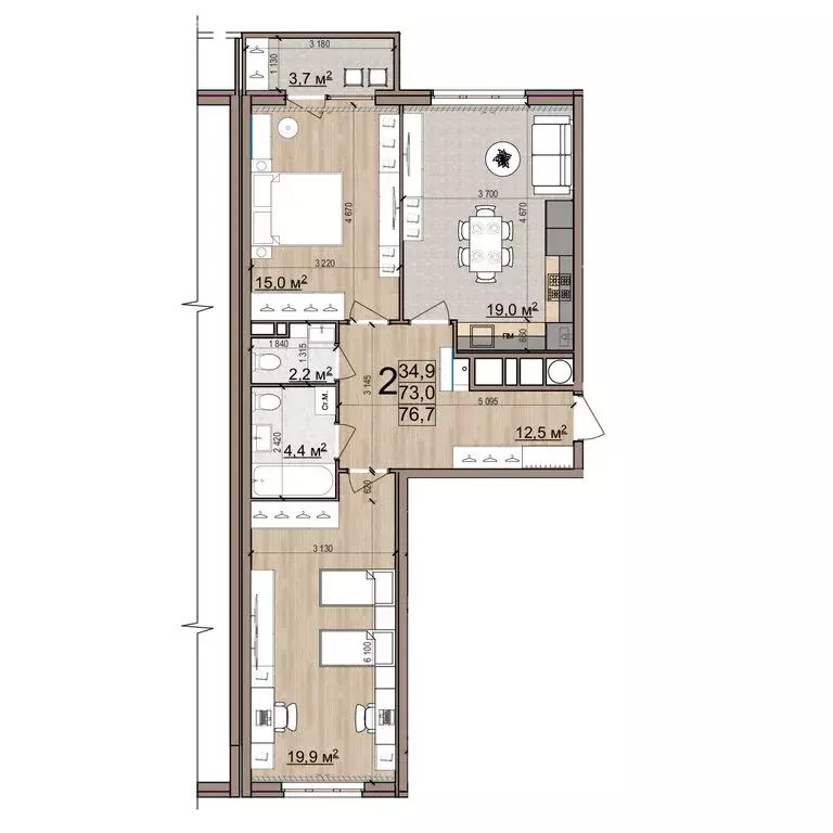 2-комнатная квартира: Рязань, район Кальное, жилой комплекс Еврокласс ... - Фото 1