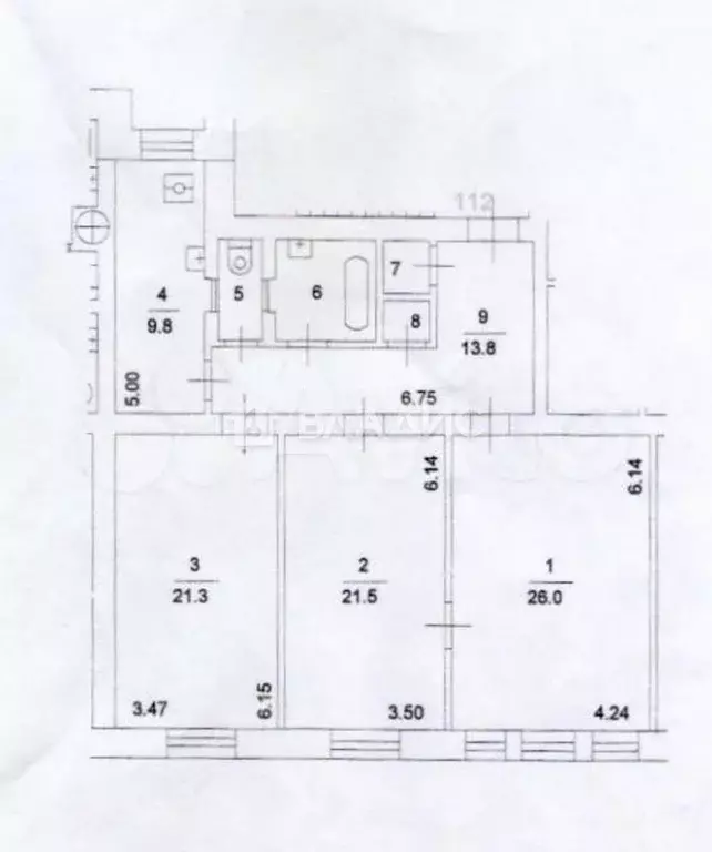 3-к. квартира, 101,3 м, 5/9 эт. - Фото 0