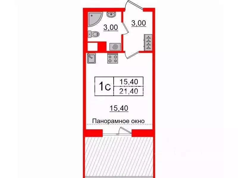 Студия Санкт-Петербург ул. Струве, 10к1 (21.4 м) - Фото 2