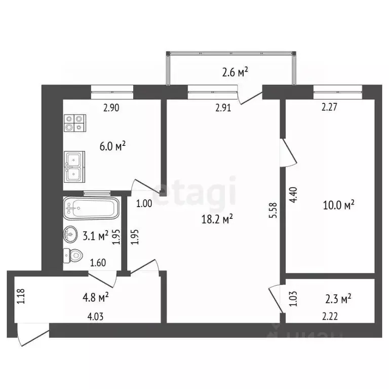 2-к кв. Самарская область, Самара пос. Управленческий, ул. Гайдара, 3 ... - Фото 2