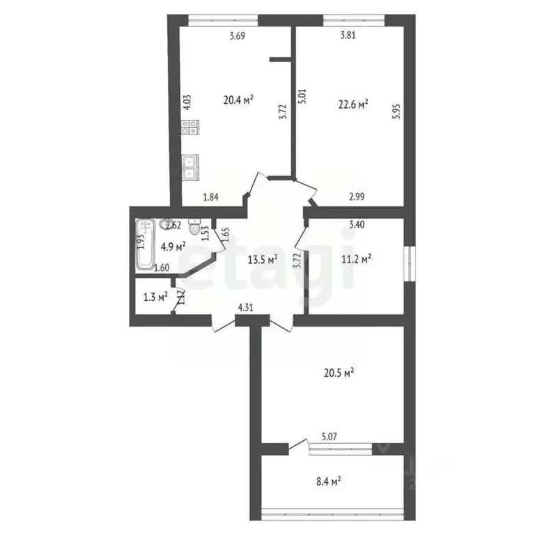 3-к кв. Севастополь ул. Адмирала Юмашева, 4Б (103.0 м) - Фото 2