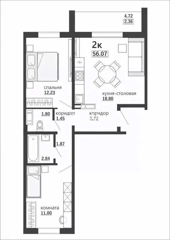 2-к кв. Челябинская область, Челябинск Артиллерийская ул., 97 (53.5 м) - Фото 2