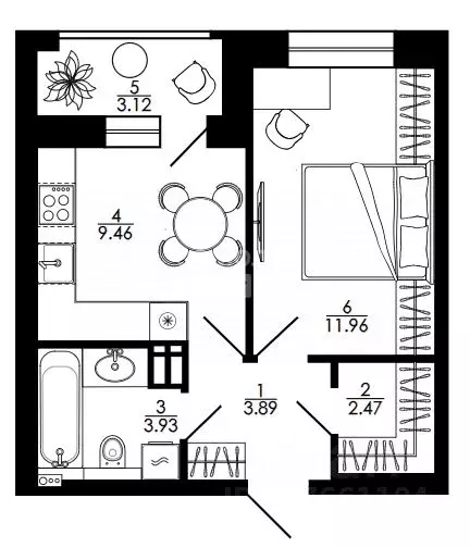 1-к кв. Липецкая область, Липецк ул. Е.И. Замятина, 1 (36.4 м) - Фото 1