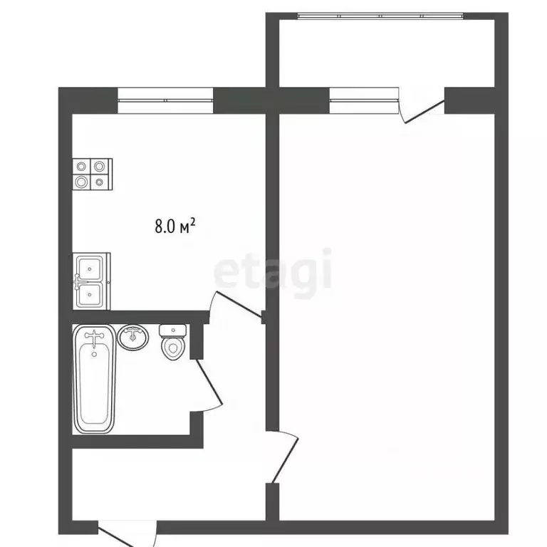 1-к кв. Ростовская область, Ростов-на-Дону Дачная ул., 2/1В (33.0 м) - Фото 1