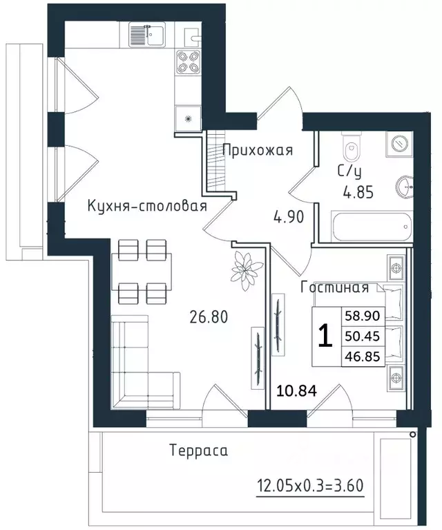 1-к кв. Калининградская область, Янтарный пгт Янтарные Сезоны жилой ... - Фото 0