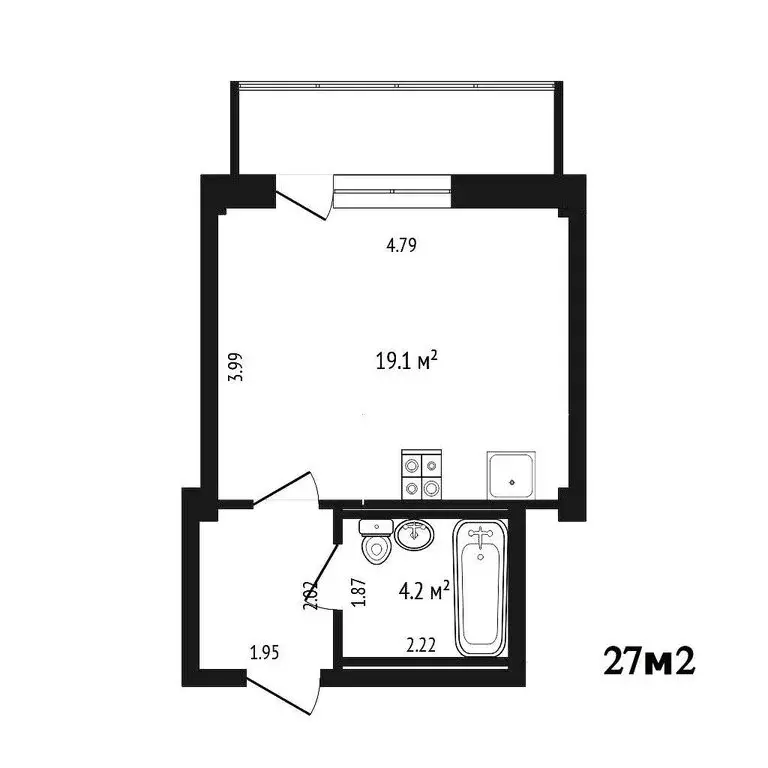 1-комнатная квартира: Тюмень, улица Константина Посьета, 4к1 (27 м) - Фото 0