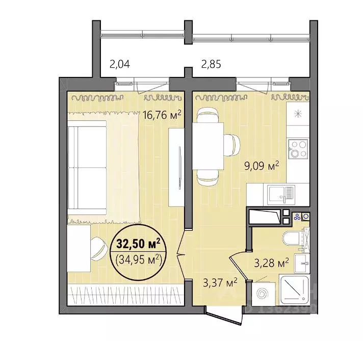 1-к кв. Челябинская область, Челябинск ул. Труда, 15 (37.53 м) - Фото 1