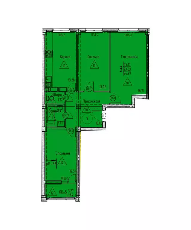 3-комнатная квартира: Пенза, улица Генерала Глазунова, 11 (74.97 м) - Фото 0