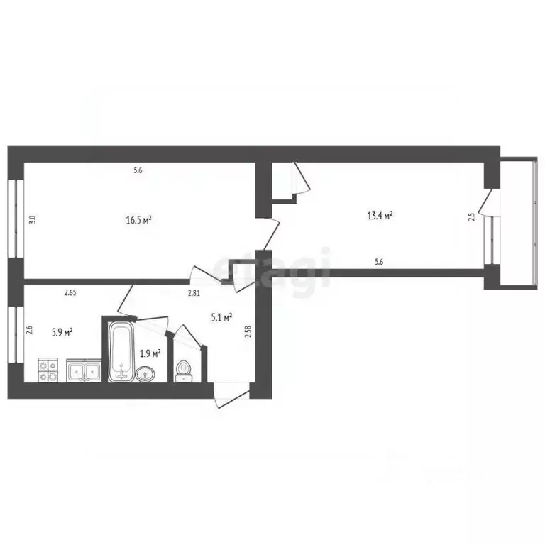2-к кв. Хабаровский край, Николаевск-на-Амуре ул. Гоголя, 28А (45.3 м) - Фото 2
