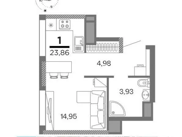 Квартира-студия: Рязань, улица Александра Полина, 1 (24 м) - Фото 2