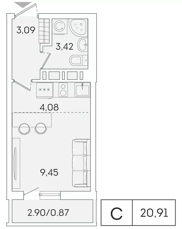 1-к квартира, 20 м - Фото 0