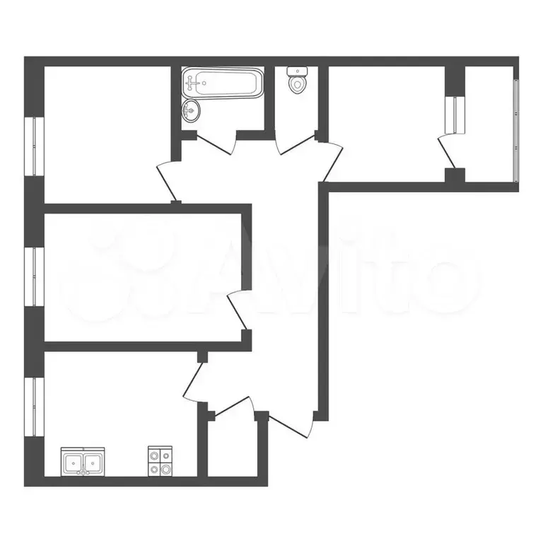 3-к. квартира, 63 м, 1/9 эт. - Фото 0