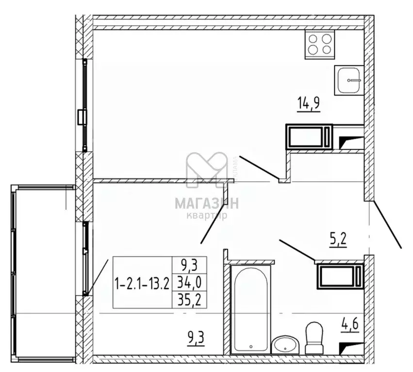 1-к кв. Санкт-Петербург пос. Шушары, ул. Чудовская, 14к1 (34.0 м) - Фото 2