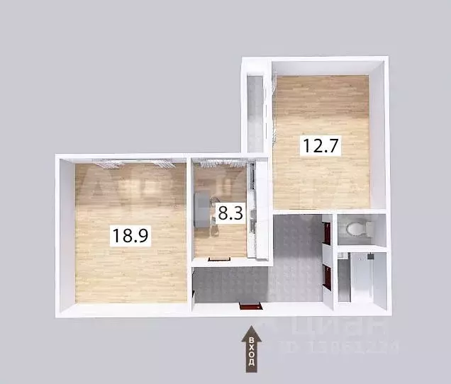 2-к кв. Омская область, Омск ул. 70 лет Октября, 13/2 (50.4 м) - Фото 1