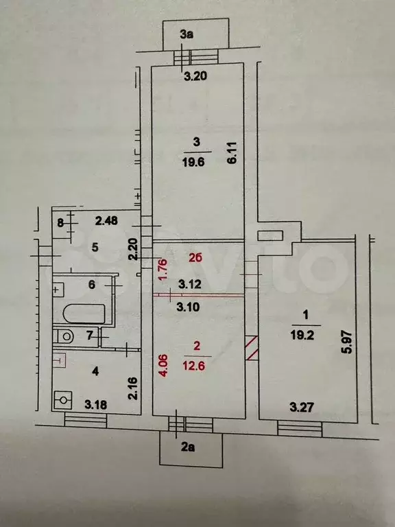 3-к. квартира, 79,7 м, 3/4 эт. - Фото 0