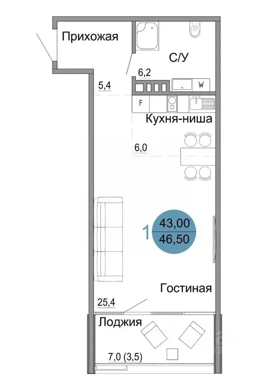 1-к кв. Крым, Керчь Белый город жилой комплекс (46.5 м) - Фото 0