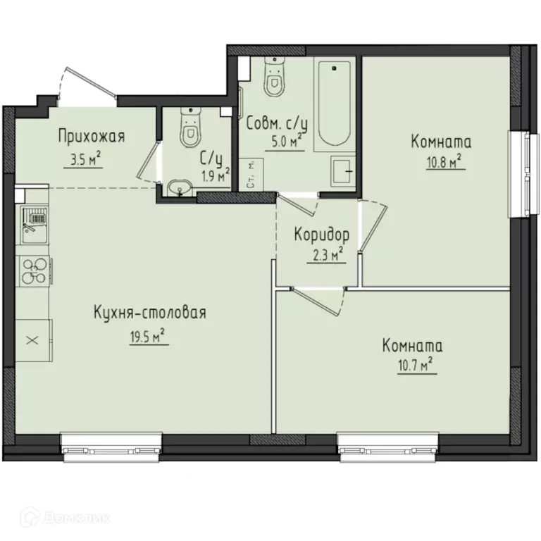 Продаётся 2-к квартира, 53.8 м - Фото 0