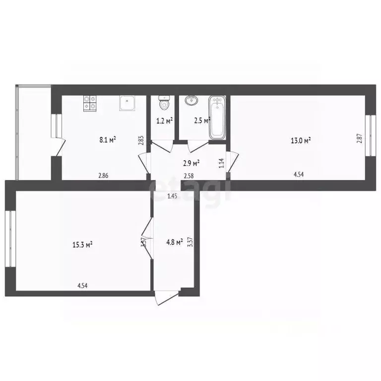 2-к кв. Тюменская область, Тюмень ул. Мамина-Сибиряка, 20 (44.0 м) - Фото 0
