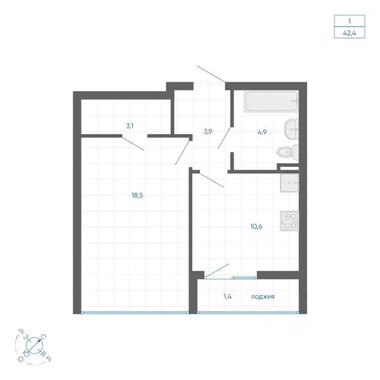 1-к кв. Свердловская область, Екатеринбург Академический мкр, 12-й ... - Фото 0